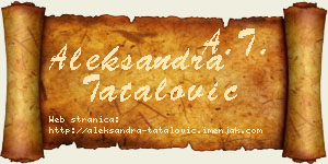 Aleksandra Tatalović vizit kartica